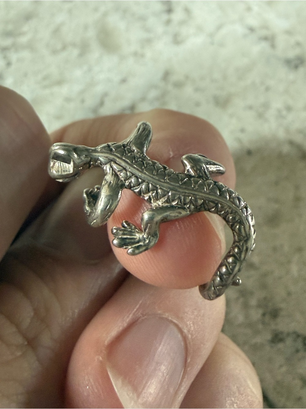 Vintage Sterling Silver Lizard Ear Climber ear cuff - Silver - Picture 2 of 4
